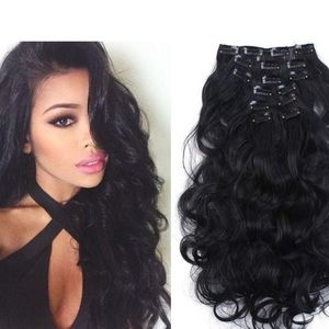 - Black Full Head Curly Clip In Extension